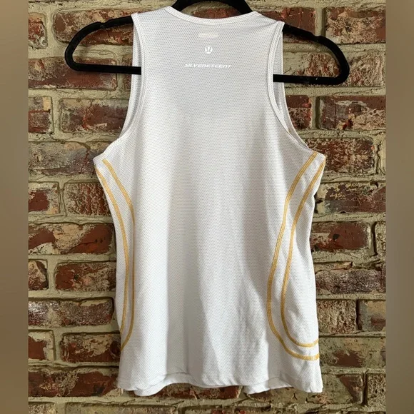 Lululemon Silverescent Mesh Running Tank Size 8 White Gold Athletic Top - Picture 4 of 4
